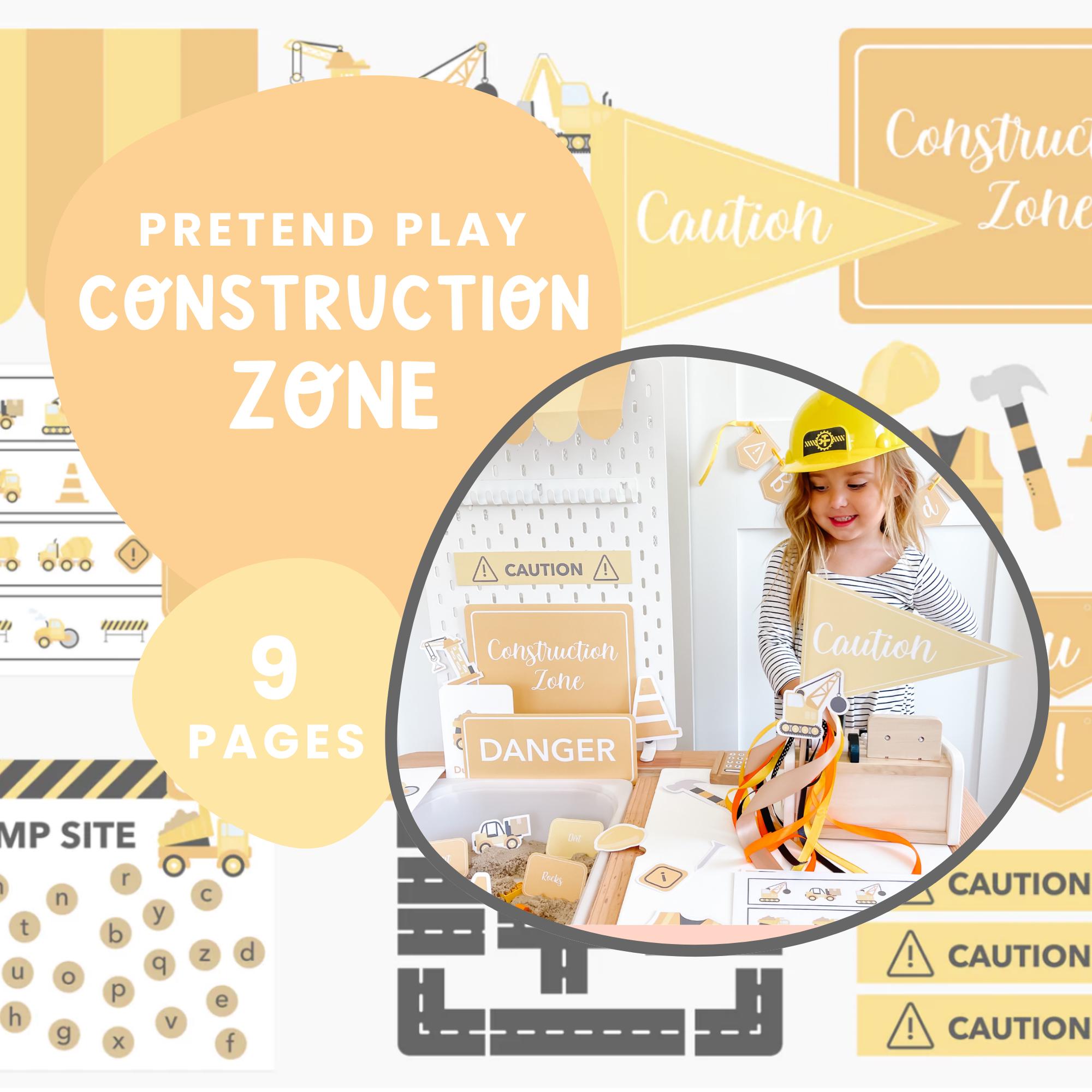 Construction Zone Pretend Play Printable Construction Dramatic Play Kit Toddler Sensory Bin Activity Montessori Play Flisat Table