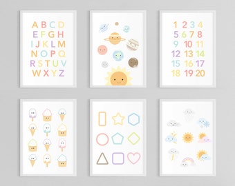 Montessori Art Prints, Set of 6, Educational Nursery Decor (Digital Download)