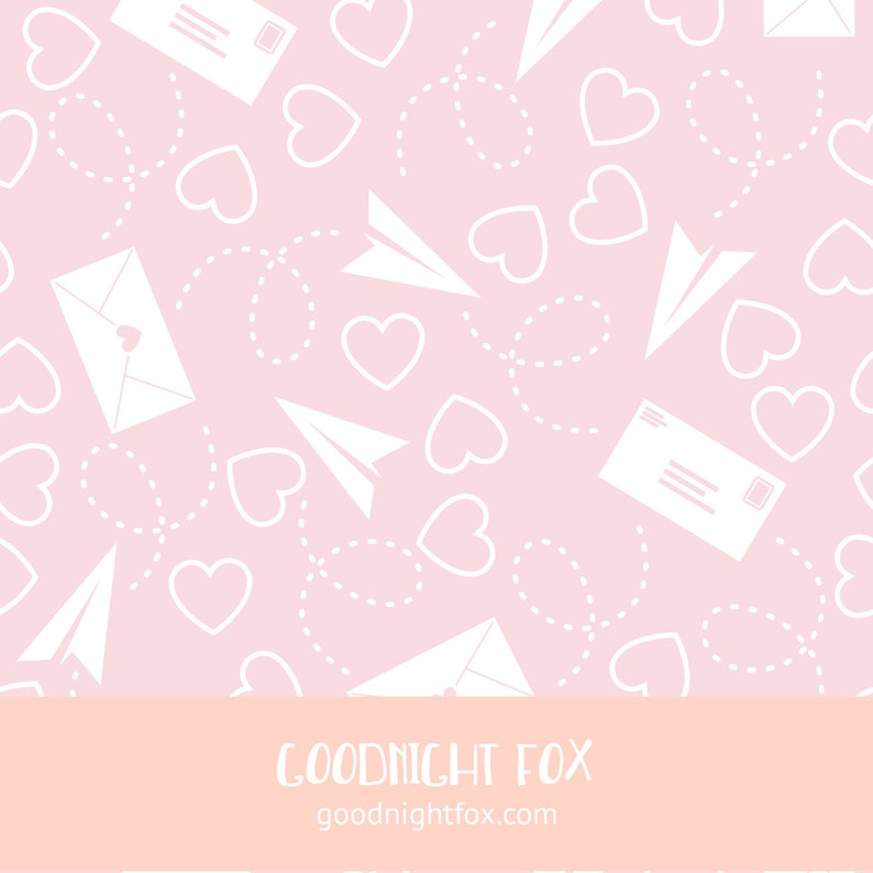 Valentines Fabric Seamless Design Collection, Hearts Fabric, Postage Fabric, Paper Airplane Fabric, Valentine Fabric, Pink Fabric image 5