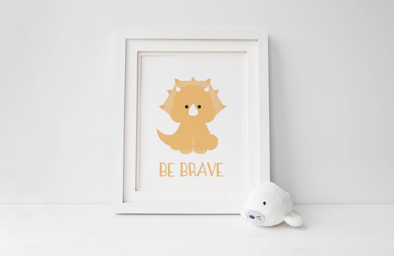 Dinosaur Be Brave, Be Smart, Be Strong Nursery Art Set of 3 Prints image 3