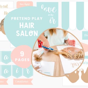 Juego de simulación de peluquería imprimible / Kit de juego dramático de salón de belleza para niños / Actividad de maquillaje y peluquería para niños pequeños / Juego sensorial / Montessori