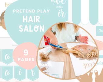 Hair Salon Pretend Play Printable | Beauty Salon Dramatic Play Kit for Kids | Makeup & Hair Activity for Toddlers | Sensory Play | Montessor