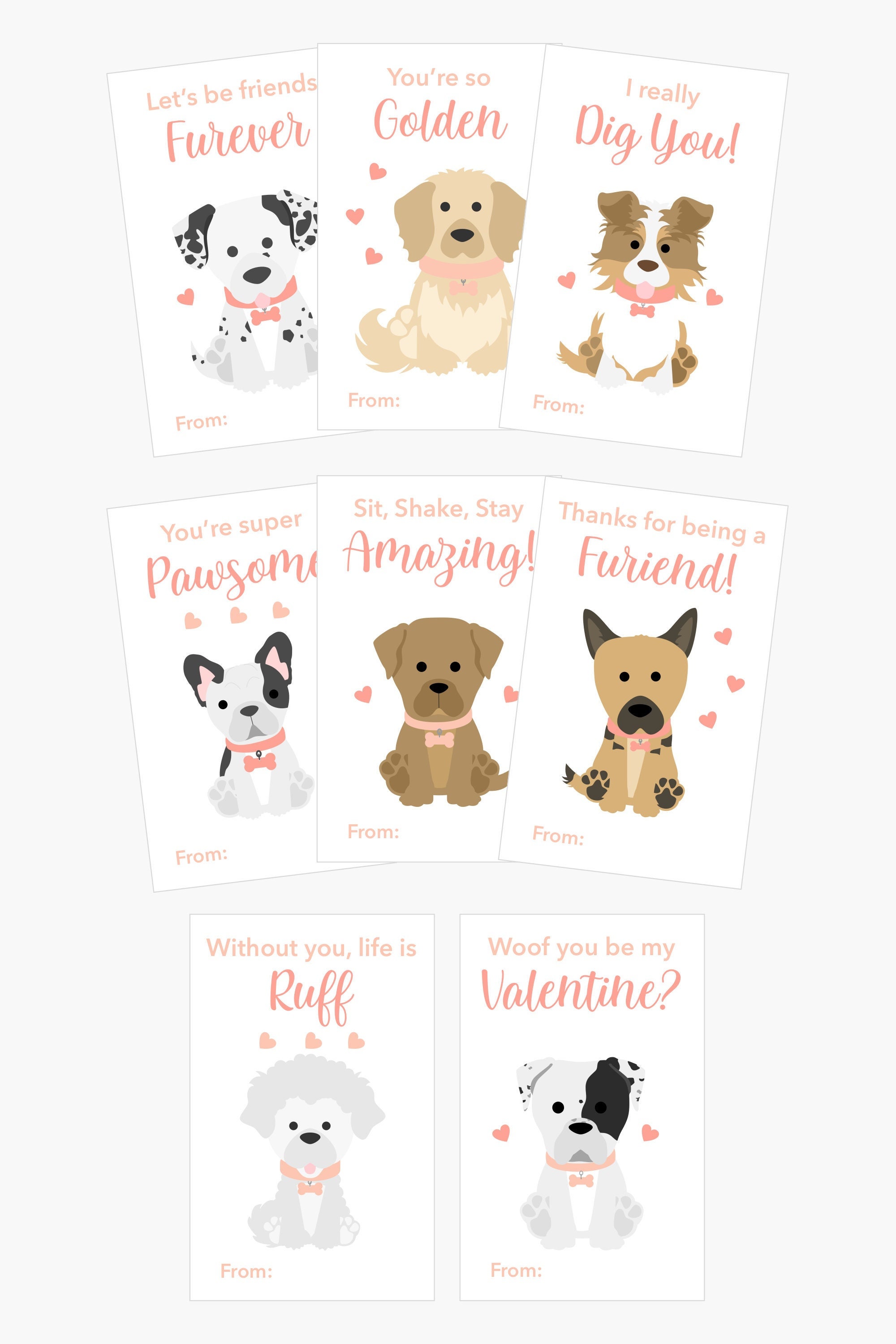 Puppy Valentine Cards, Printable Dog Valentines Day Cards for Kids