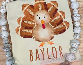 Personalized Thanksgiving Football Turkey Boy's Shirt