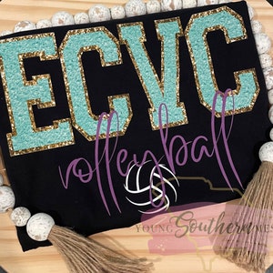 Faux Chenille Glitter Sports Shirt: School Spirit Team Tee