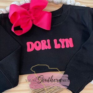 Puff Name Sweatshirt for Girls Personalized Crewneck Pink Puff Sweatshirt Gift Idea for Girls Puff Shirt