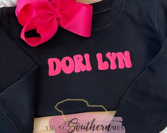 Puff Name Sweatshirt for Girls Personalized Crewneck Pink Puff Sweatshirt Gift Idea for Girls Puff Shirt