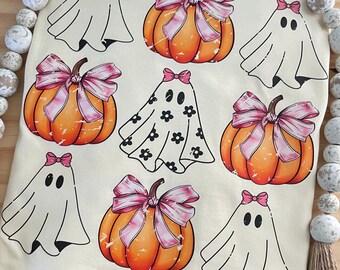 Coquette Halloween Shirt Fall Shirt for Girls Ghost Halloween Shirt Bow Halloween shirt Coquette Halloween Shirt, Bow Trend Halloween Tshirt