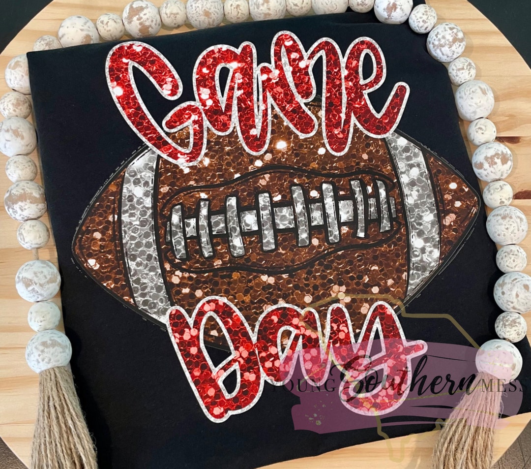 Faux Sequin Faux Glitter Football Game Day Shirt Etsy