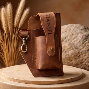 Leather Multitool Belt Case for Dad, Personalized Small Belt Pouch, Men Gifts, Phone Belt Holder, Custom Belt Organizer for Daily Use