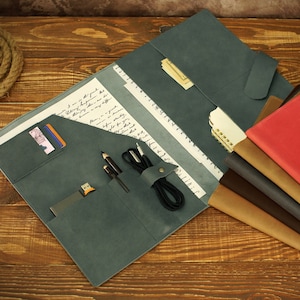Personalized Leather Portfolio 3 Colors Available, Custom Document Padfolio Organizer, A4 Notepad Holder, Personalized Leather Gift