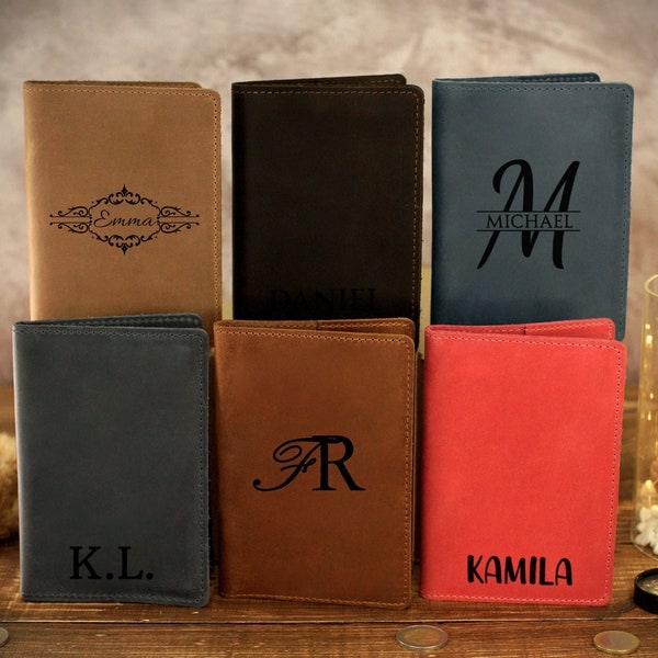 Leather Passport Cover, Custom Passport Holder Personalized, Gifts for Her, Engraved Passport Case for Him, Mens Travel Document Holder