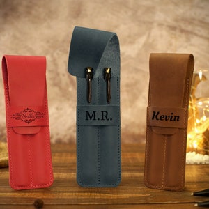 Custodia per penne in pelle 6 colori disponibili, astuccio personalizzato, custodia stilografica, regalo per uomo, portapenne personalizzato, custodia morbida in pelle