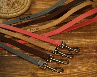 Leather Dog Leash with Handle, Personalized Pet Leash for Small Medium Large Dogs, Puppy Leash, Soft Padded Dog Leash, Leather Dog Lead