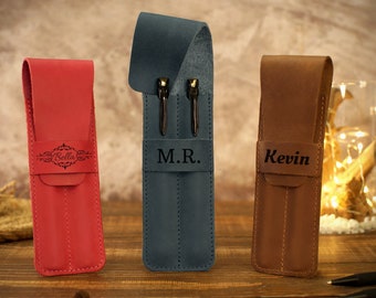 Leather Pen Sleeve 6 Colors Available, Personalized Pen Case, Fountain Pen Pouch, Gift for Men, Custom Pen Holder, Soft Pen Case Leather