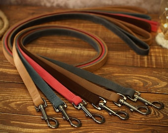 Custom Leather Dog Leash - 6 Different Colors Available, Personalized Dog Leash with Handle, Engraved Pet Leash for Dogs Puppy, Dog Lead 5FT