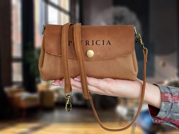 Custom Small Leather Bag for Women, Personalized Mini Purse for Her, Leather Crossbody Bag Woman, Birthday Gift for Mom, Custom Shoulder Bag
