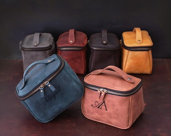 Neceser de piel, neceser personalizado con bolsillos, organizador de maquillaje para mujer, regalo para ella, neceser personalizado, bolsos para mujer