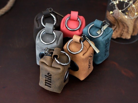 Leather Dog Poop Bag Dispenser Personalized Dog Poop Bag Holder Attaches to Leash Custom Doggie Waste Bag Holder Dog Treat Carrier Etsy