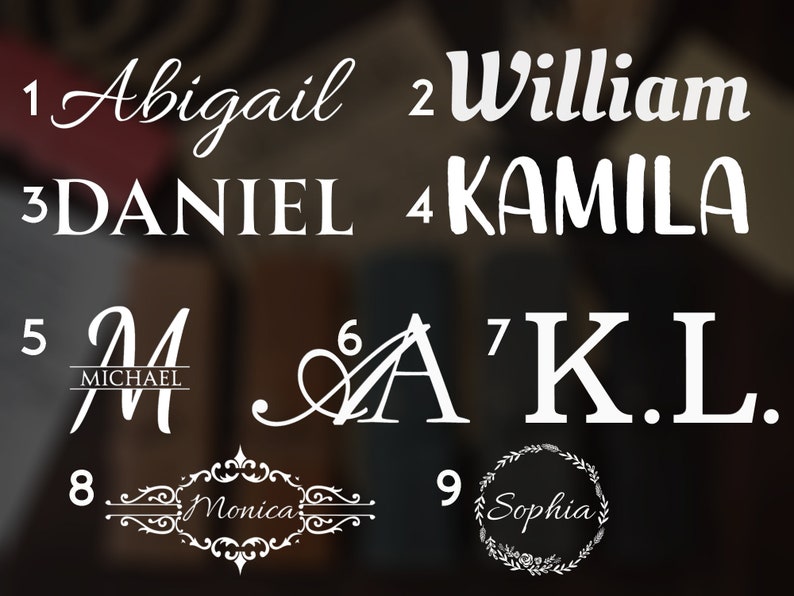 May include: A black background with white text and numbers. The numbers 1 through 9 are listed with a name next to each number. The names are Abigail, William, Daniel, Kamila, Michael, A, K.L., Monica, and Sophia.