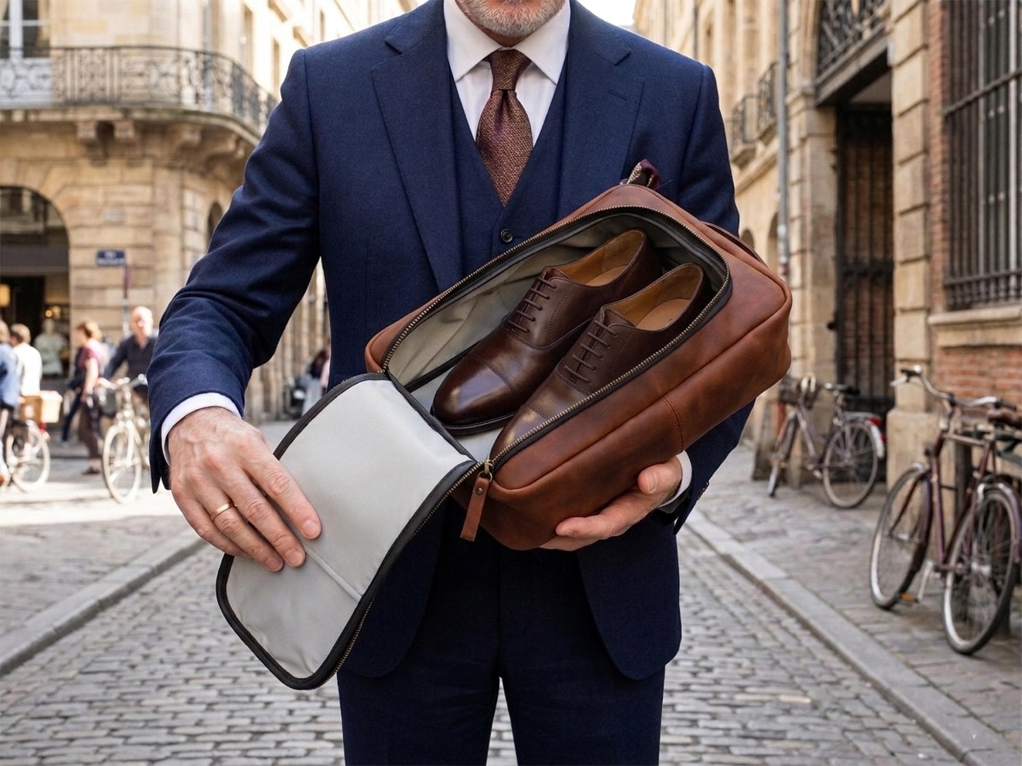 Leather Shoe Travel Case, Engraved Shoe Bag for Men, Personalized Sport Shoes Bag, Business Trip Footwear Holder, Sport Gifts, Golf Shoe Bag