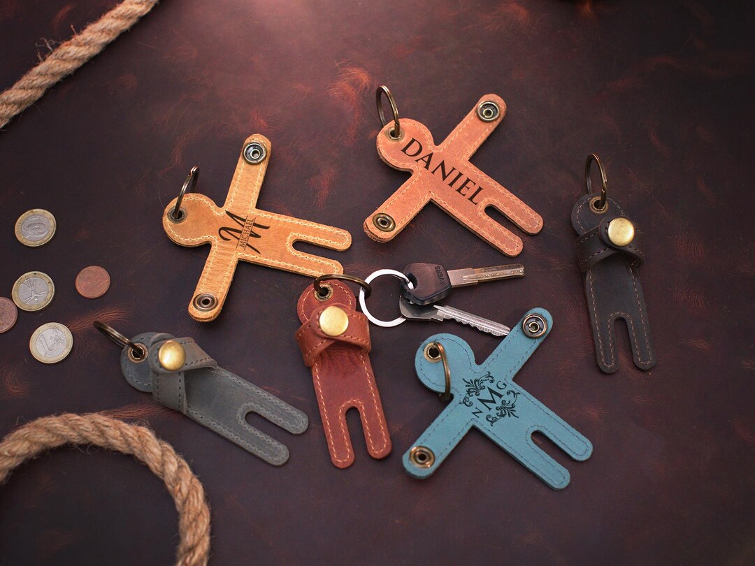 Personalized Leather Keychain for Men & Women – Custom Leather Person ...