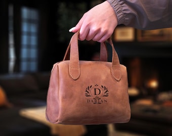 Neceser de cuero para hombre con cremallera, neceser de viaje grabado, regalo para padrinos de boda, neceser personalizado para él, regalo para su marido.