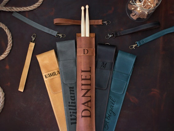 Personalized Drumstick Holder, Leather Drumstick Bag Pouch, Unique Drumstick Case Storage Organizer, Custom Drum Stick Bag, Gift for Drummer