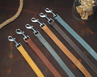 Personalized Leather Dog Leash with Name Engraving, Custom Dog Leashes for All Breeds, Durable 5 FT Pet Lead with Handle, Leather Puppy Lead