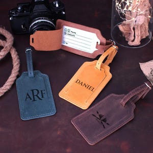 Leather Luggage Tag, Custom Travel ID Tags, Gifts for Women, Travel Accessories, Personalized Luggage Tag, Gifts for Travelers