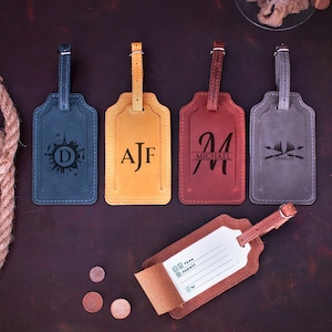 Personalized Leather Luggage Tags, Custom Suitcase ID Tag, Wedding Gifts, Bridesmaid Proposal Gift, Engraved Luggage Tag, Travel Accessories