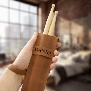 Leather Drum Stick Personalized, Custom Drumstick Pouch, Engraved Drumstick Sleeve, Drum Leather Accessories, Drummer Bag, Drummer Gifts