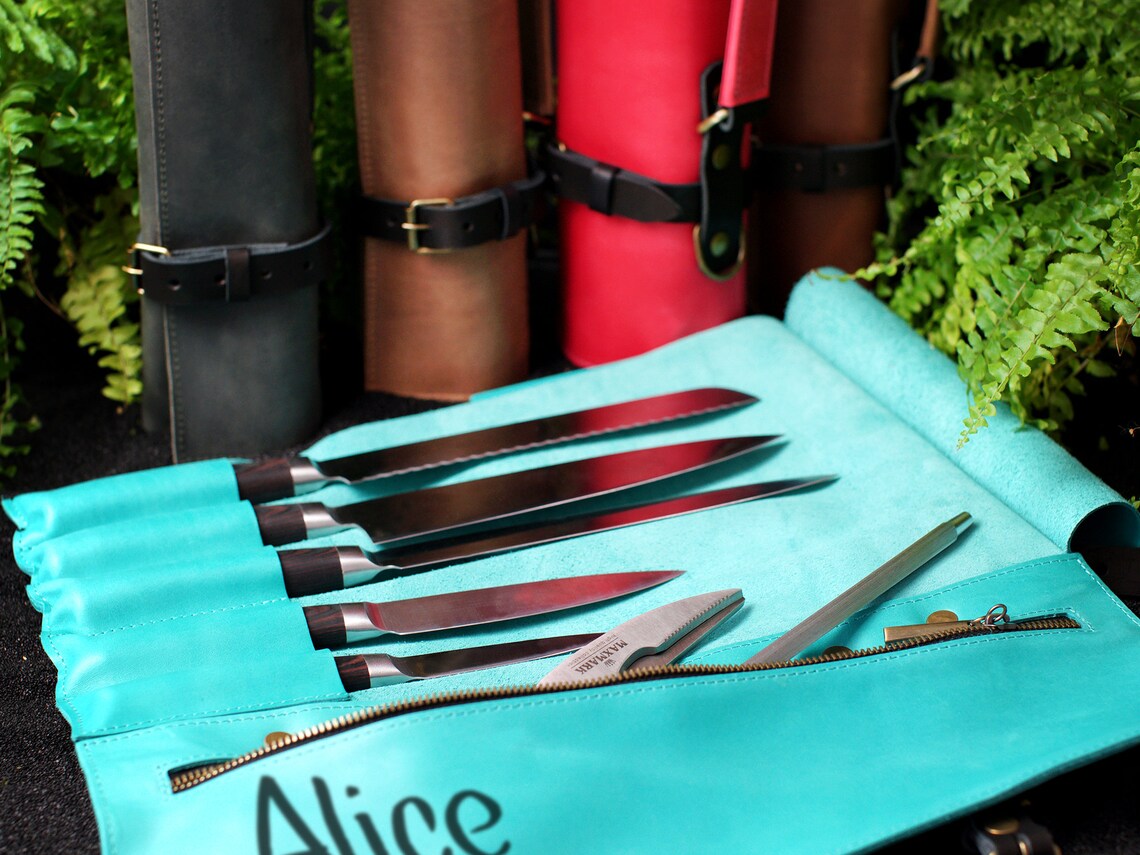 Personalized Leather Knife Roll Custom Knife Case Leather Etsy