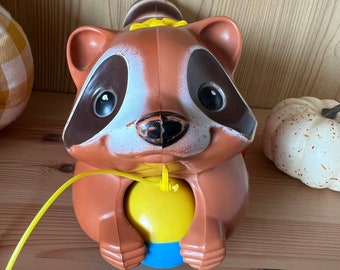 Vintage Fisher Price Roly Racoon Pull Toy! 1979 UK