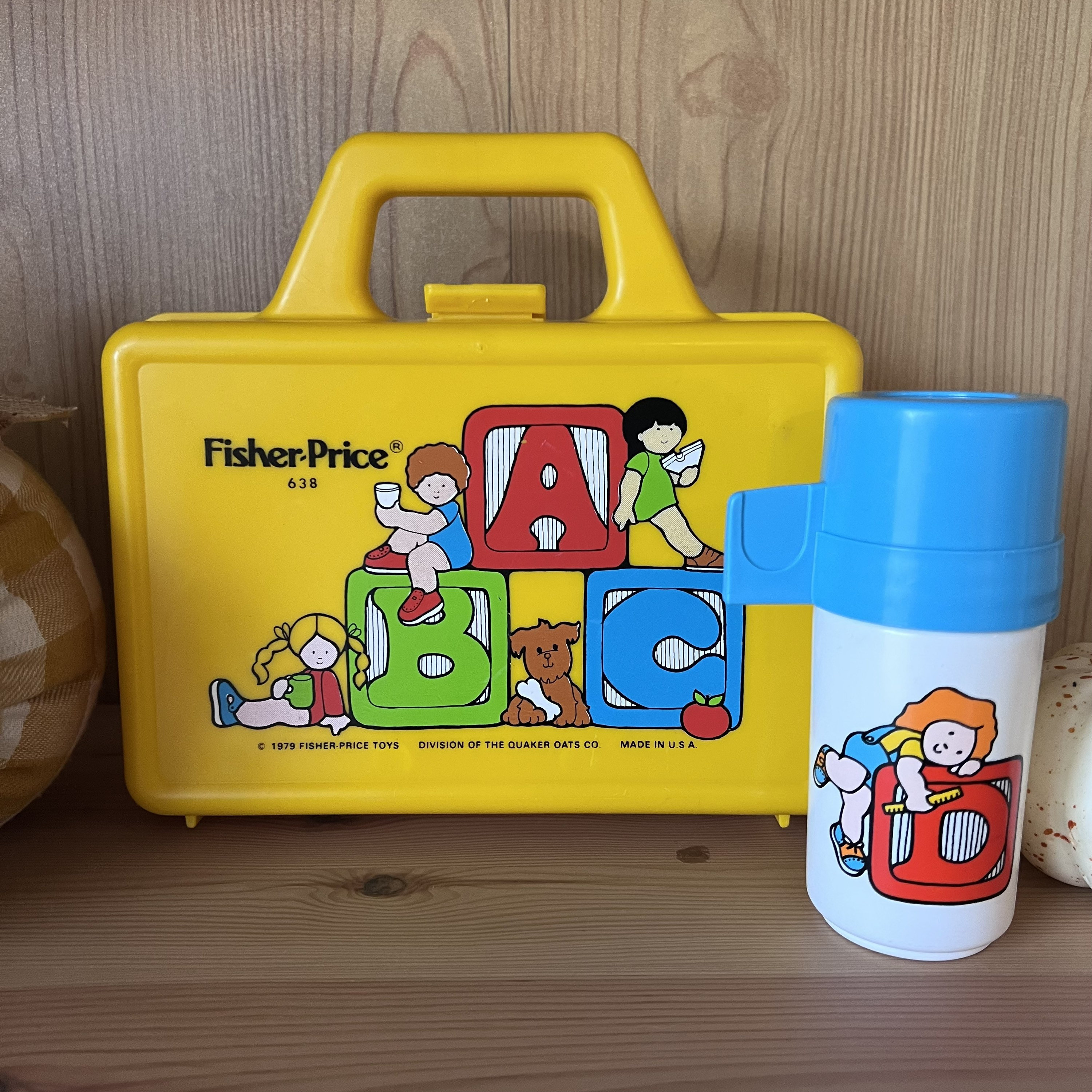 Vintage Fisher Price ABC play lunchbox WITH THERMOS! 1979!!