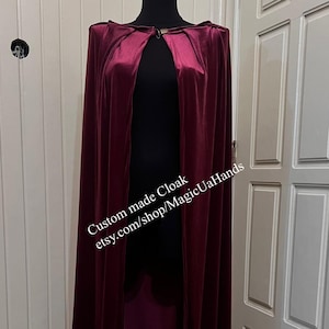 Dark Red Velvet Cloak, Wine Red Velvet Cape, Deep Red Cape, Burgundy Velvet Cloak, Red Capelet