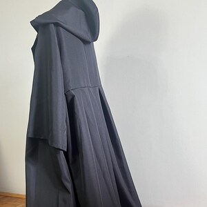 Hooded Black Ritual Robe, Medieval Hooded Dress, Halloween Tunic with Large Hood, Witch Gothic Dress, Witchy Witcher LARP
