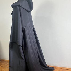 Black Robe, Robe Cover Dress Costume, Ceremonial Robe, Wizard Tunic, Hooded Kimono, Warlock Dress, Long Hooded Robe, Ritual Robe, Witch Robe