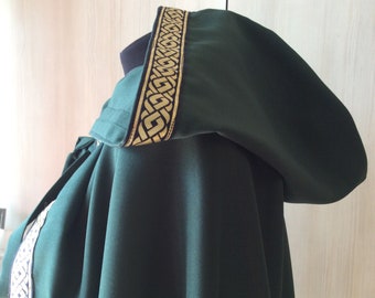 Hooded Cloak, Hooded Cape, Celtic Cloak, Viking Cloak, Large Hood Cloak, Fantasy Cloak, Elven Cloak, Celtic Braid, Medieval Cloak