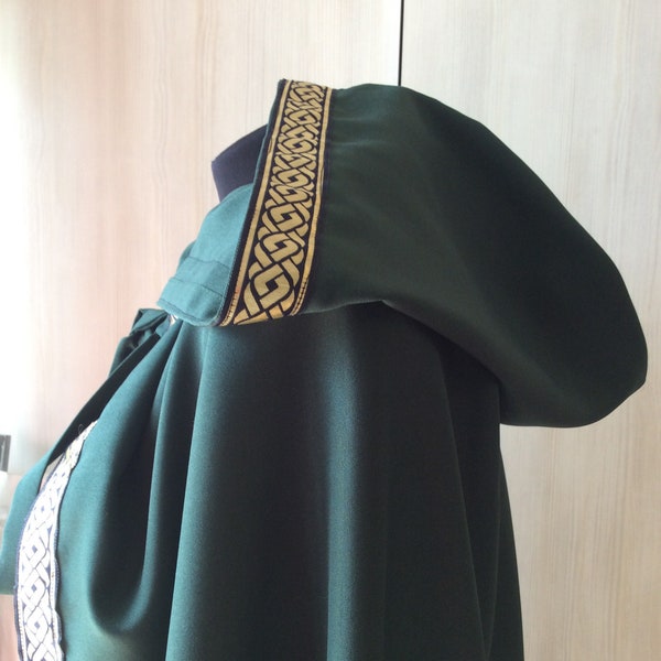 Hooded Cloak, Hooded Cape, Celtic Cloak, Viking Cloak, Large Hood Cloak, Fantasy Cloak, Elven Cloak, Celtic Braid, Medieval Cloak