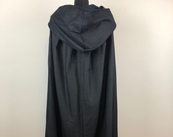 Black Hooded Cloak, Hooded Cloak, Halloween Cloak, Black Hooded Cape, Fantasy Cloak