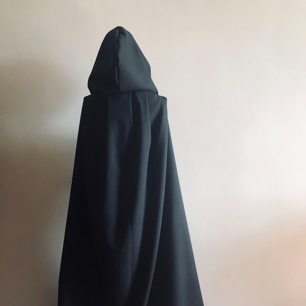 Black Wool Hooded Cloak, Wool Hooded Coat, Gray Wool Cloak, Wool Hooded Cape, Beige Wool Cloak, Autumn Cloak