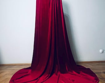 Dark Red Velvet Hooded Cloak, Full Circle Velvet Medieval Cloak with Large Hood, Elven Fantasy Cape, Maxi Royal Velvet Mantle