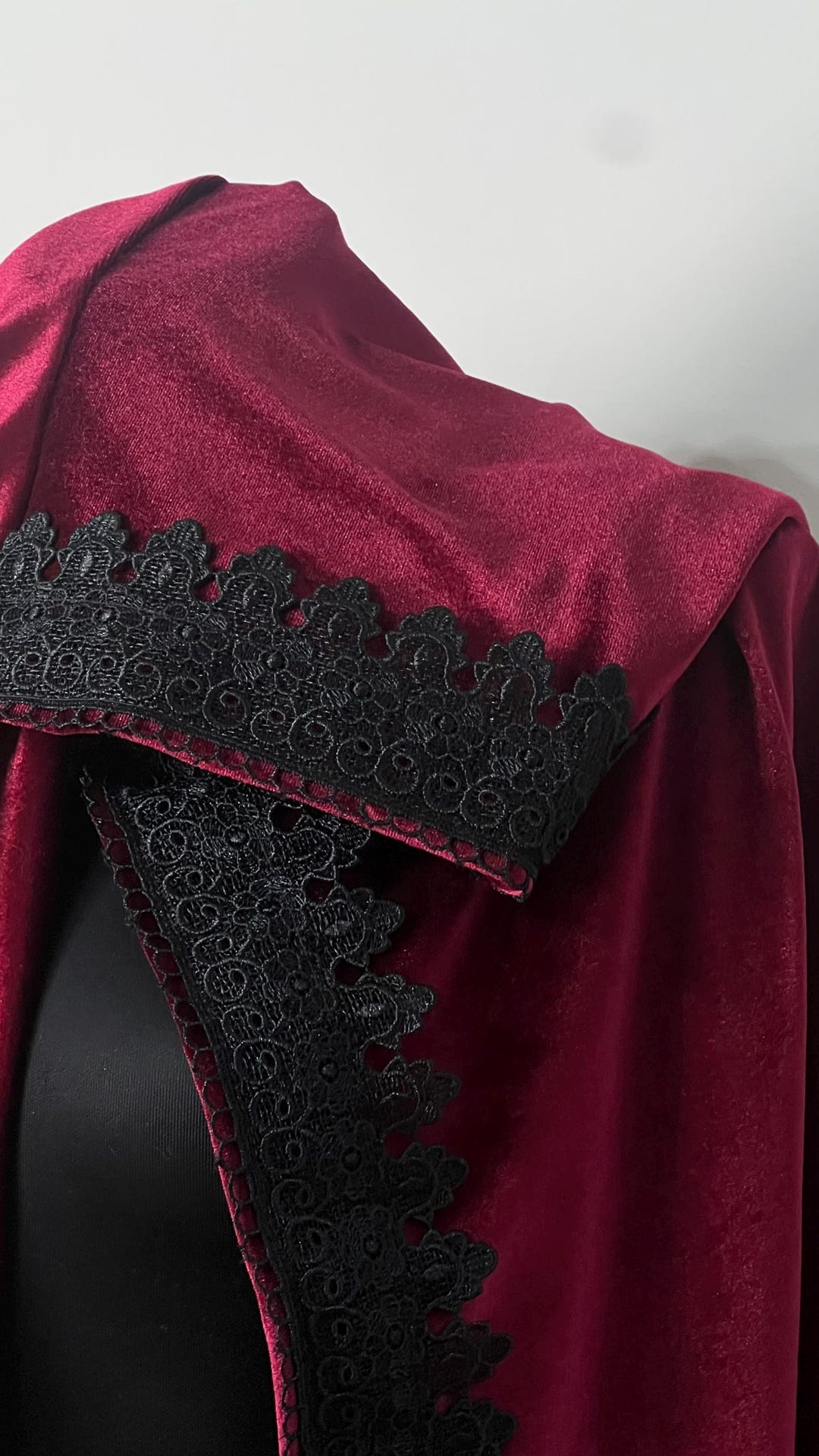 Dark Red Velvet & Lace Capelet main image 0