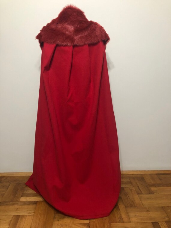 Red Wool Cloak Fake Fur Collar Wool Coat Halloween Cape Red Etsy