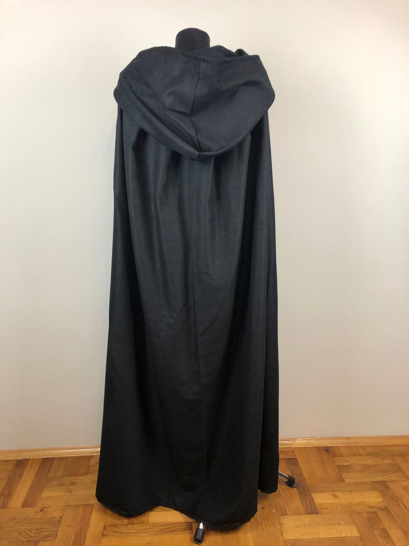 Black Hooded Cloak Hooded Cloak Halloween Cloak Black Etsy