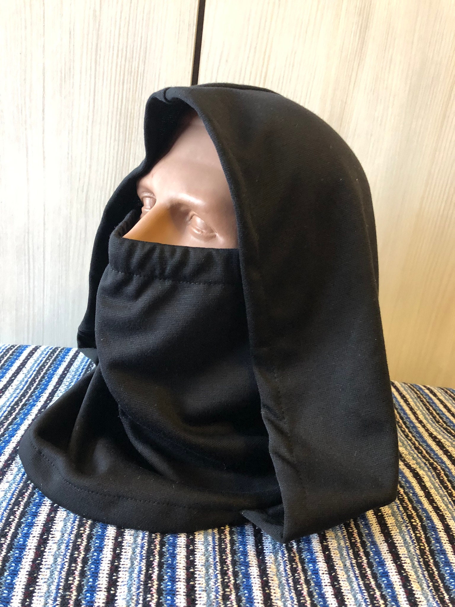 Black Hooded Mask Hood and Mouth Mask Face Mask Boho Hood Etsy