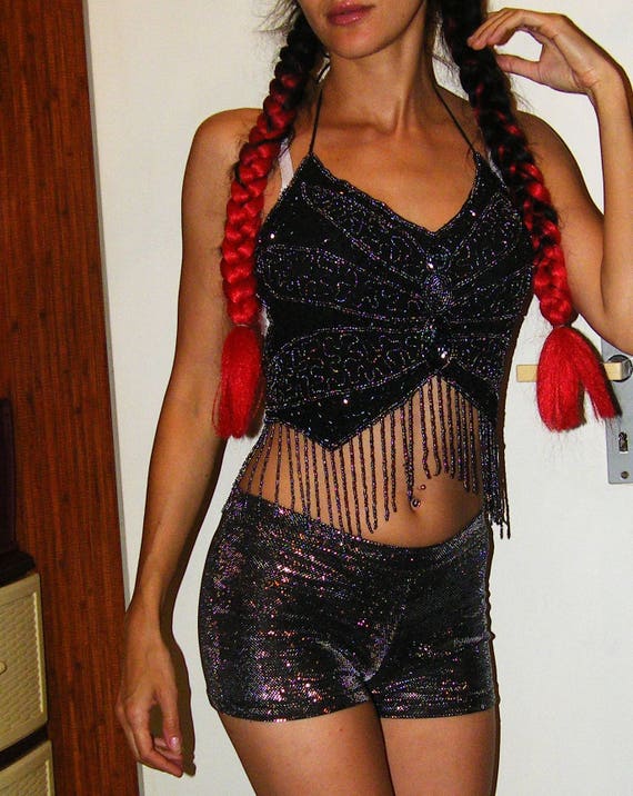 Spectrum Shorts Booty Rainbow Sparkle Glitter Festival Burning Man Disco EDM Rave Techno Cheeky Futuristic Space Babe Dance Club Cyber