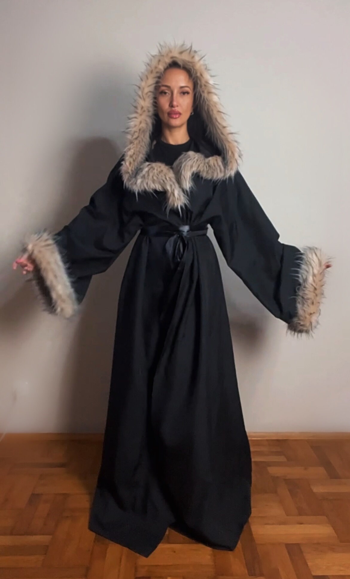 Pyromancer Robes Hooded Robe With Fur, Witcher Robe, Cosplay Robe, Ceremonial Robe, Grim ...