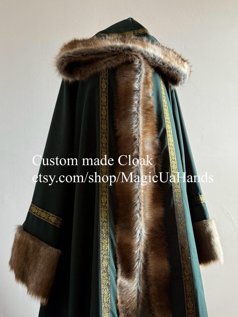 Lizardfolk Robe Hooded Edged Robe With Fake Fur, Cosplay Wizard Tunic, Hooded Fur Robe ...